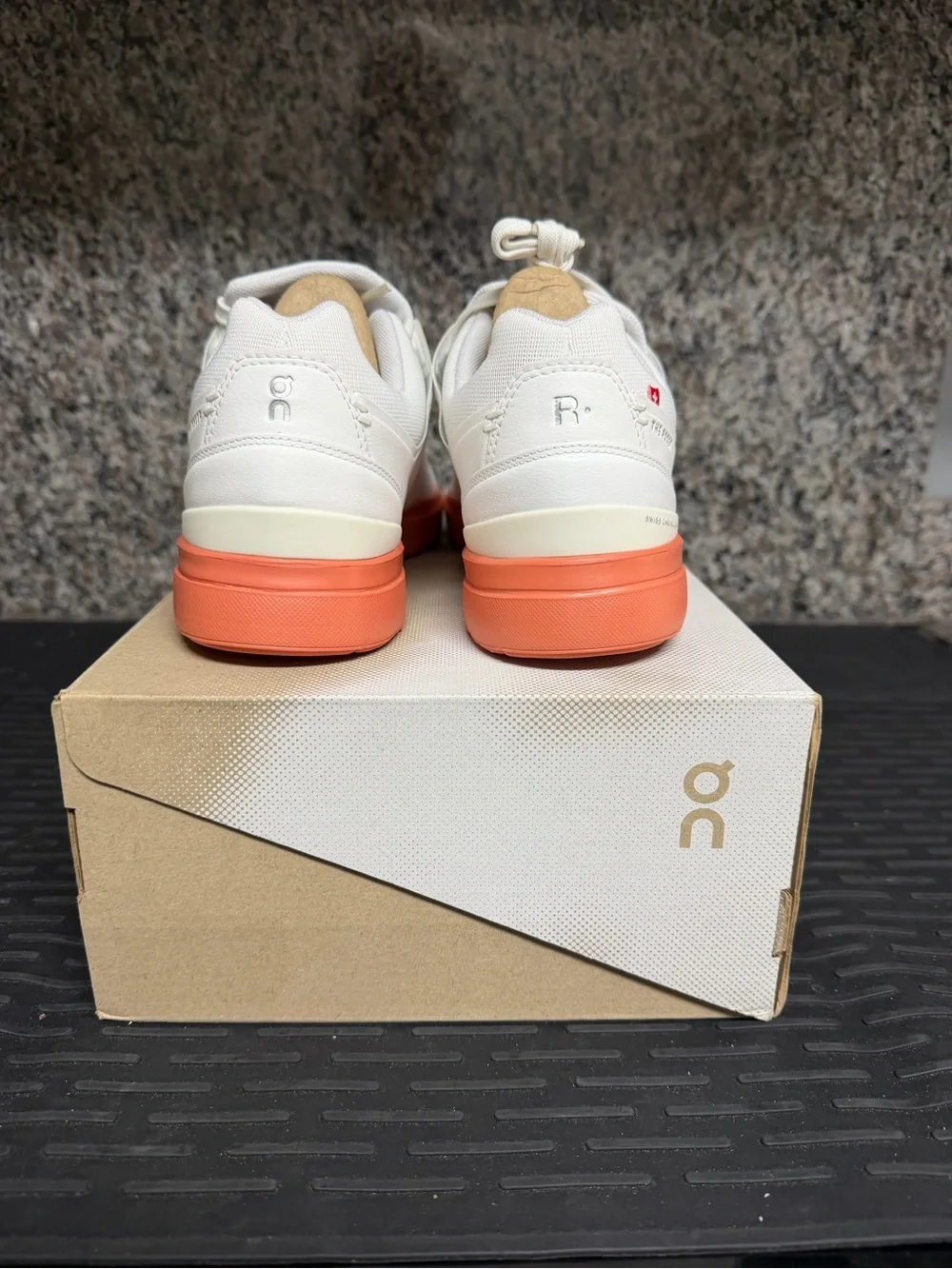 On Roger Advantage Men's Sneakers in White with Orange Sole